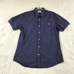 Level Ten Blue w/ pink and white design Button Down shirt Size Large